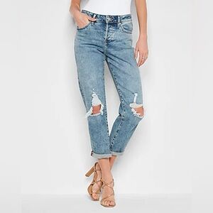 Express Boyfriend mid-rise jeans size 0R medium wash button fly